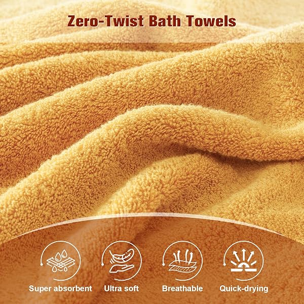 COZYART BATH TOWEL SET 6 PCS, LUXURY GOLD 100% TURKISH COTTON 650GSM SOFT