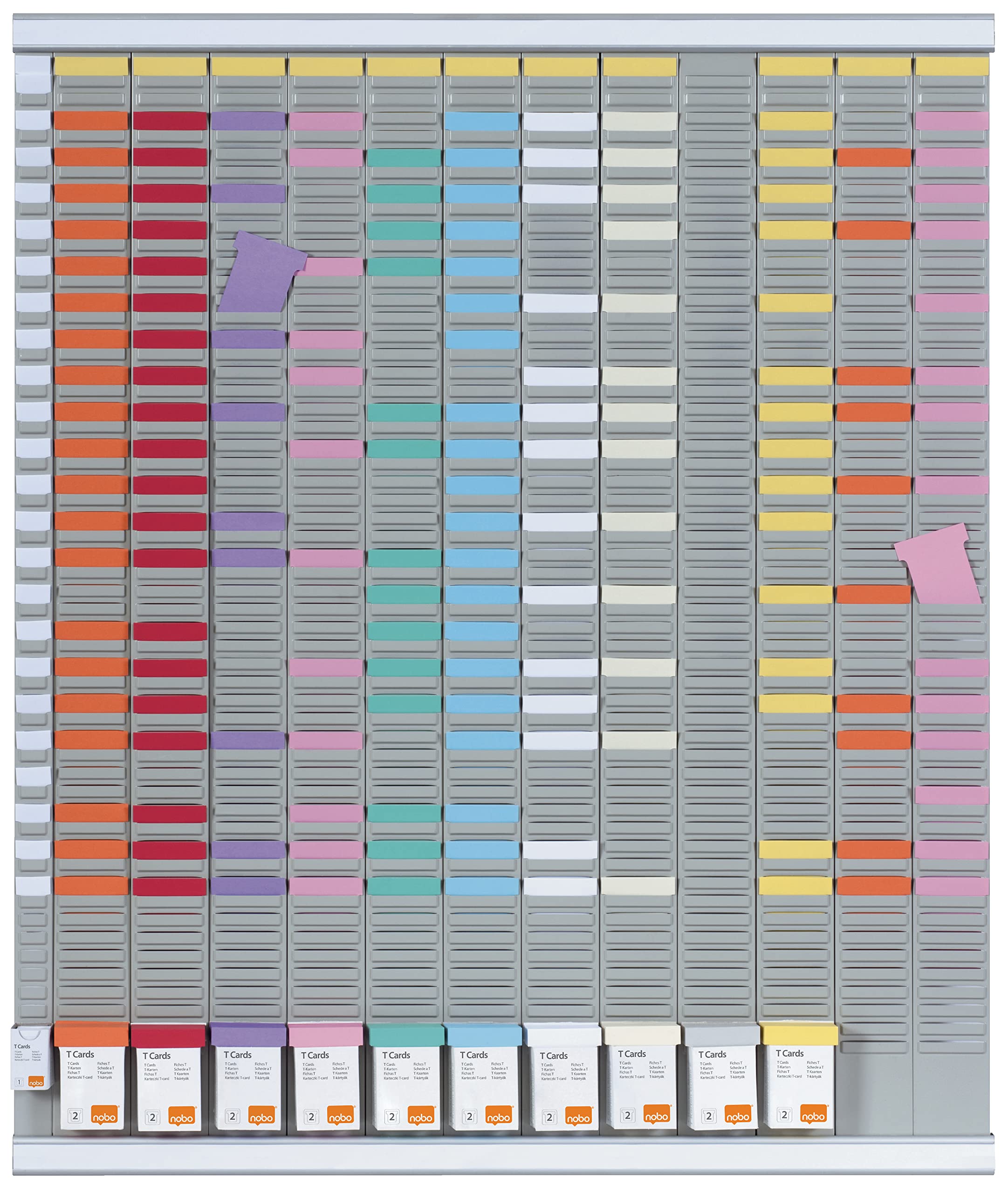 Nobo – T-Card Yearly Planner/Calendar Board (French Language) 13 Columns, 54 Slots 96 Haut. x 80 Larg.cm White