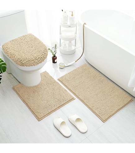 Amazon.com: Smart Linen 3 Piece Bathroom Rug Set Includes