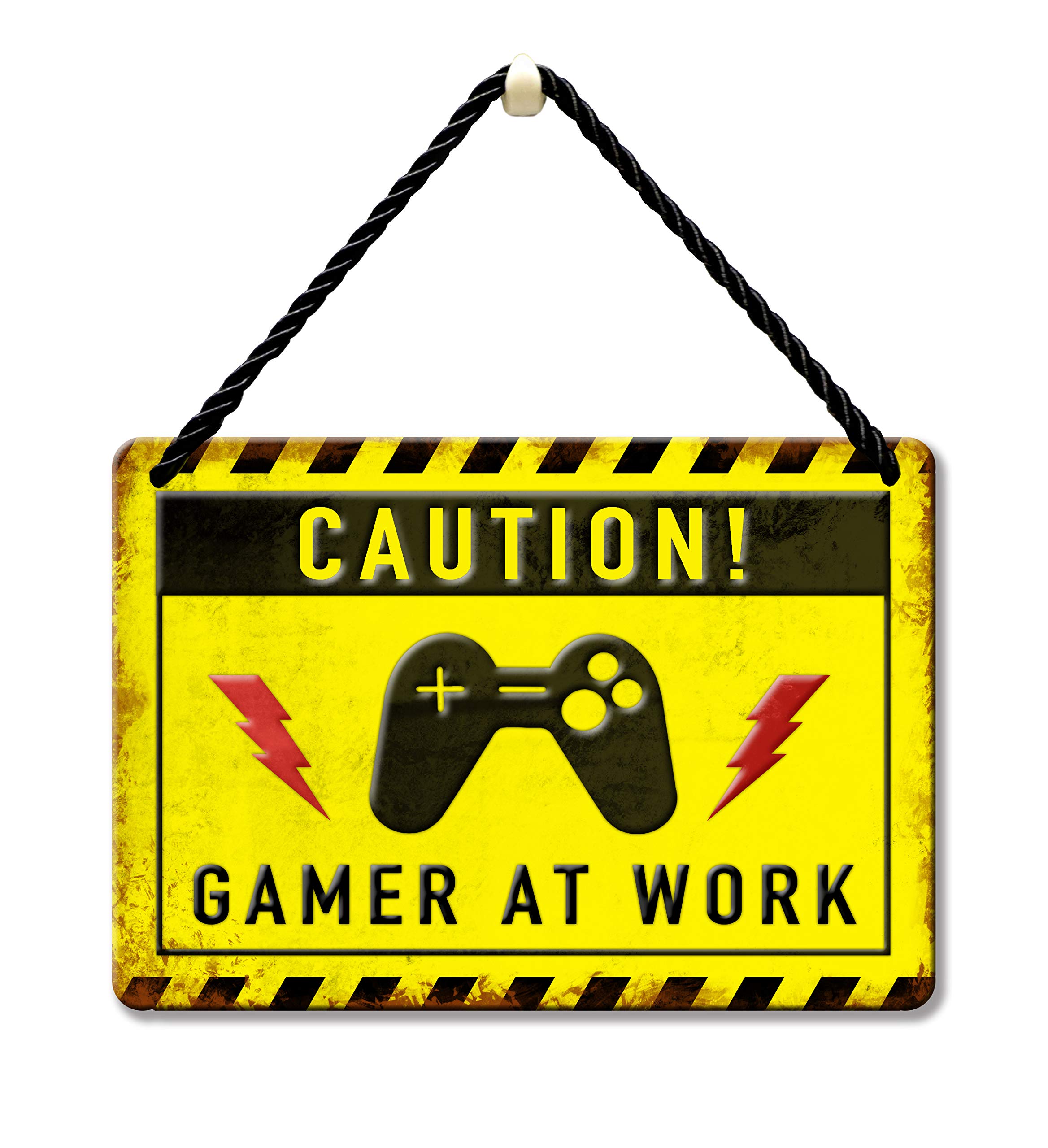 Caution Gamer At Work Tin Hanging Plaque Gift Idea PA091