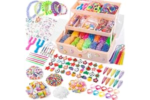 Sundaymot 12500+ Loom Bands Kit, Bracelet Making Kit, with 3 Layer Container Rubber Band Bracelet Kit, Rubber Band Refill Kit, DIY Arts and Crafts Birthday Gifts for Boys and Girls