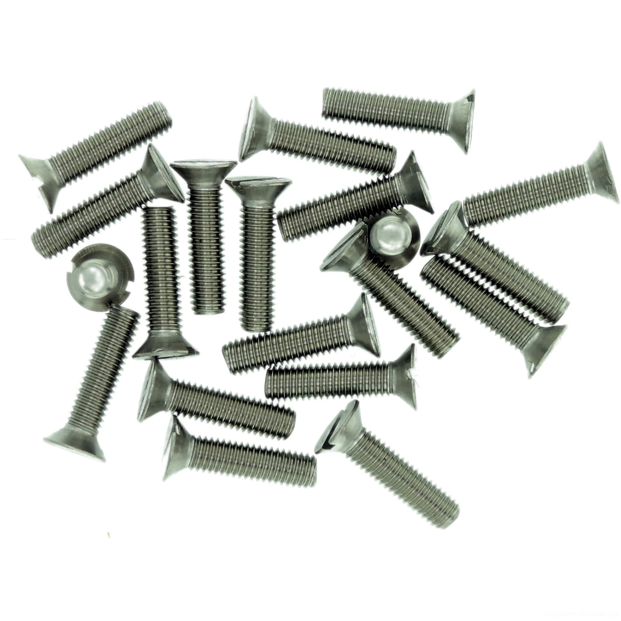 M1.2 (1.2mm x 5mm) Slot Countersunk Machine Screw (Bolt) - Stainless Steel (A2) (Pack of 20)