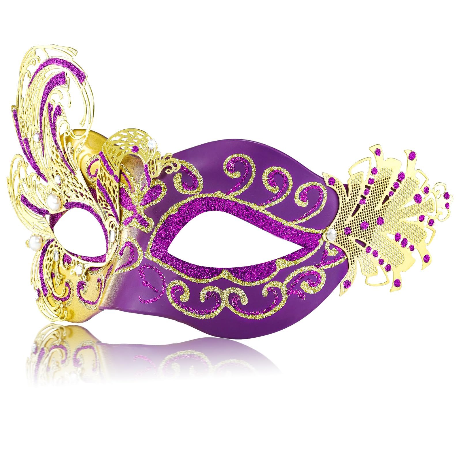 MYSEUNI Women's Venetian Mask, Turquoise Purple, Elegant Hand-Painted Phoenix Masquerade Ball Mask, Suitable for Weddings & Carnival, Halloween & Costume Parties