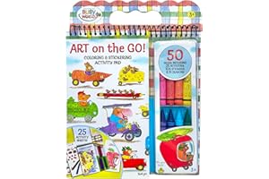 Bright Stripes Richard Scary Busy World Art on The Go Travel Coloring Kit for Kids Ages 3+ | Coloring & Sticker Activity Set with Crayons | Screen-Free Creative Fun for Toddlers & Young Children