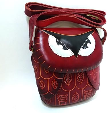 Amazon ショルダーバッグ ポシェット フクロウ 赤茶色 レディース 牛革製 Ns 054 ショルダーバック 縁起物 ポーチ 本皮 本革 Happy Patch ハッピー パッチ スポーツショルダーバッグ エナメルバッグ