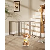 Cideny Free Standing Dog Gate Indoor, Foldable Dog Gate for Doorways Stairs | 3-Panel Freestanding Pet Gate with Support Feet for Stability, Folding Puppy Gate Easy to Move, Doggy Gate 54"x24", Brown