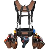 WELKINLAND 39-Pocket Tool Belt With Suspenders, Heavy-Duty Roof Tool Belt | Large Carpenter Bags With Suspenders For Man, Adjustable Carpenter Tool Pouch With Suspenders, Well-Padded Framer Tool Belt