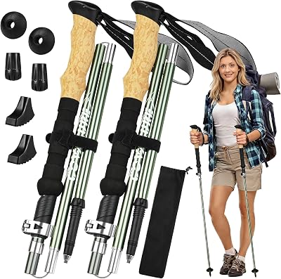 COVACURE 2025 New Upgrade Walking Poles 2pcs Ultralight Aluminum Folding Sticks