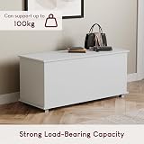 Vida Designs Leon Storage Ottoman White Wooden Chest Seat Window Bench view 7