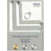 Bonison 3 Pack Large Silver Polishing Cloth &ndash; 10"x12" Jewelry Cleaning Cloth &amp; Multi-Layer Jewelry Polishing Cloth for Silver, Gold, Diamond, Platinum, Coins, Watches, Gemstones（Gray）