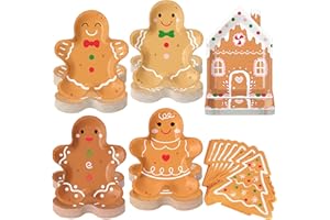 OuMuaMua 75Pcs Christmas Gingerbread Paper Plates, Gingerbread Man House Shape Disposable Plate Decorative Tableware Christmas Tree Dinner Napkin for Xmas Holiday Birthday Party Supplies
