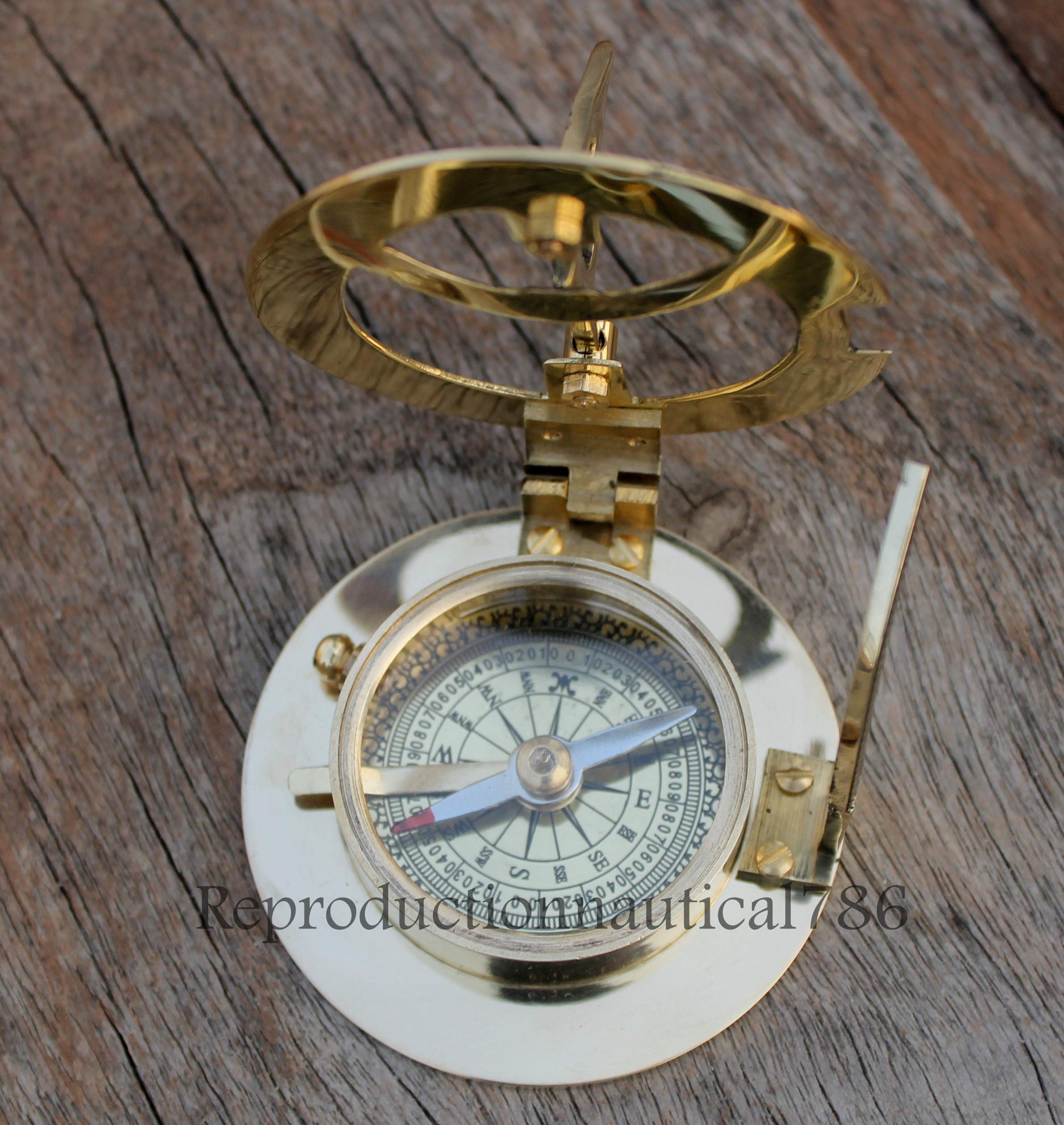 Collectibles Small Solid Brass Pocket Compass 3" Decorative Nautical Decor New supremacialegal