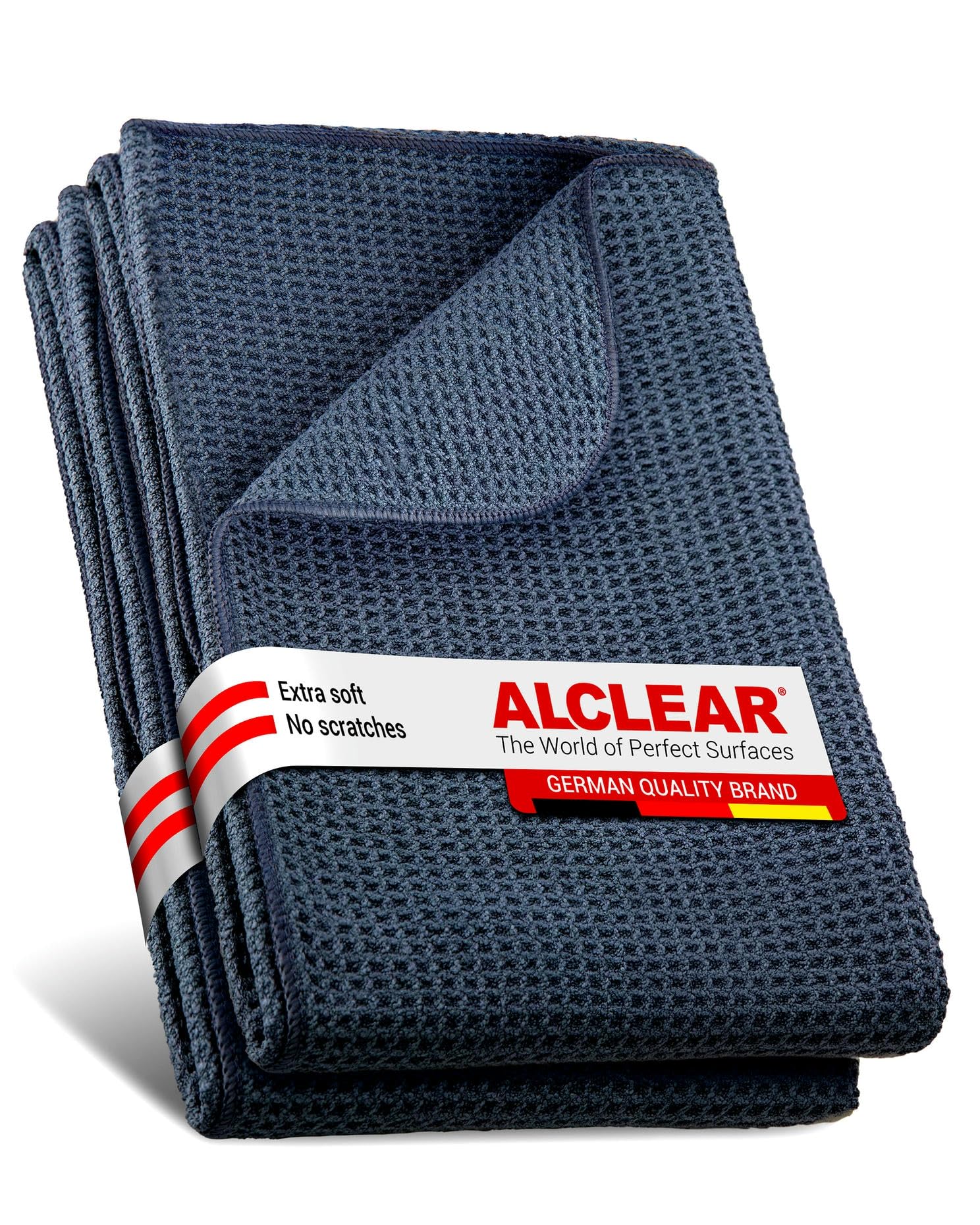 ALCLEAR 820901M_2 Microfiber Cloth, XXL Car Drying Towels 2 pcs 80x55 cm, absorbent, scratch-free, lint-free, streak-free, for paint, glass, plastic - designed in Germany - Car Care & Hand Wash.