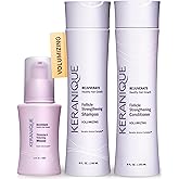 Keranique Volumizing Shampoo and Conditioner Set with Thickening Mousse - Keratin Enriched Volume Kit for Thinning, Fine, Damaged, Dry Hair - Color Safe, Sulfate Free, No Alcohol Formula for Women