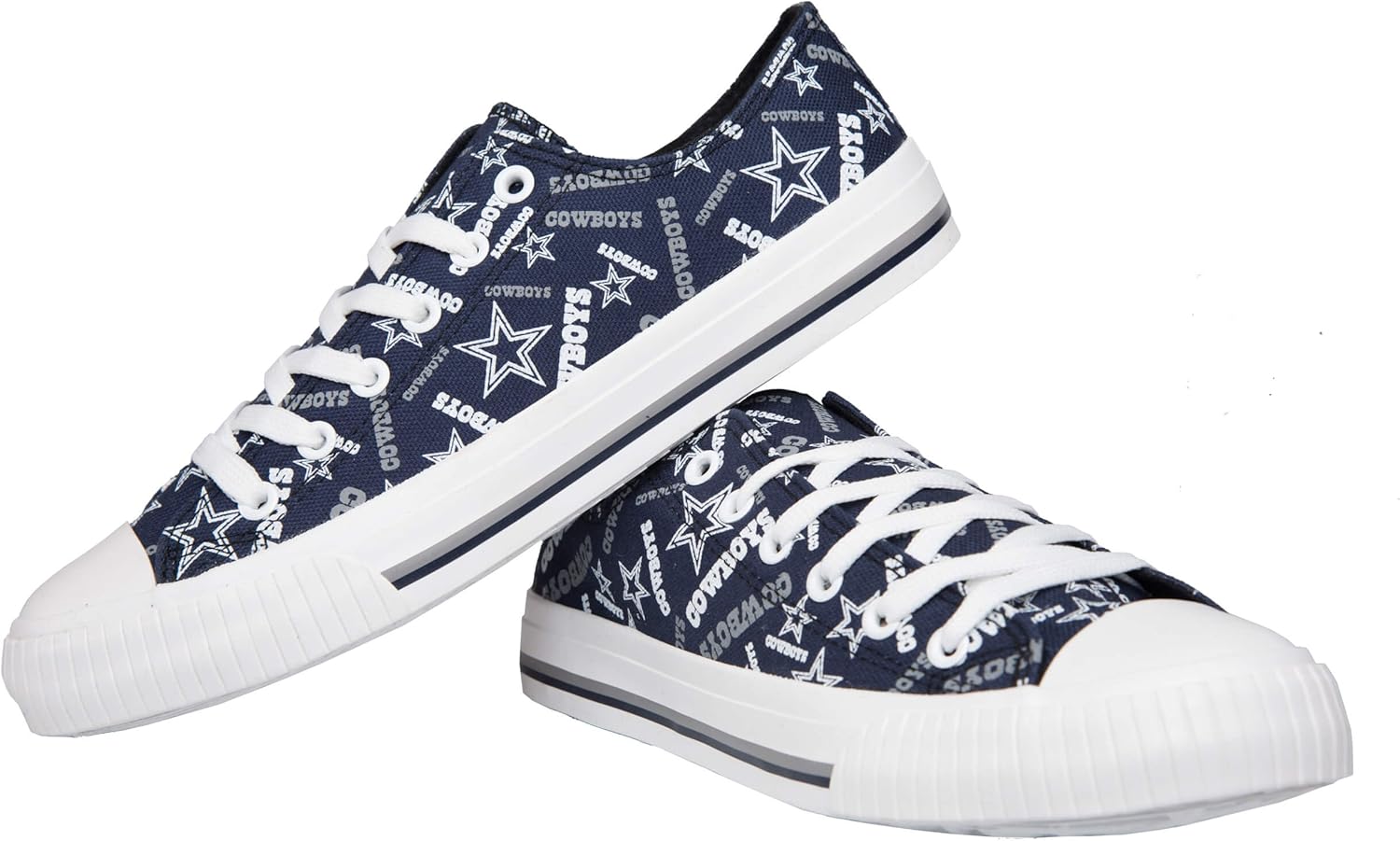 FOCO NFL Womens Low Top Repeat Print Canvas Shoe: Dallas Cowboys, Large : Clothing