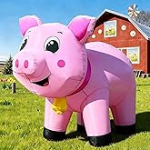 DomKom 6FT Pig Inflatables Christmas Spring, Farm Ranch Blow up Animals Cute, Decorations Outdoor Yard Built-in LED Lights Big Large Decor Party Lawn Holiday Outside