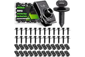 mxuteuk 50PCS 1/4 U-Nut Clips & Hex Head Automotive Body Fender Bolts Kit,for Most Cars Fender,Engine Undertray Cover, Engine Cover & Bumper Fender Liner