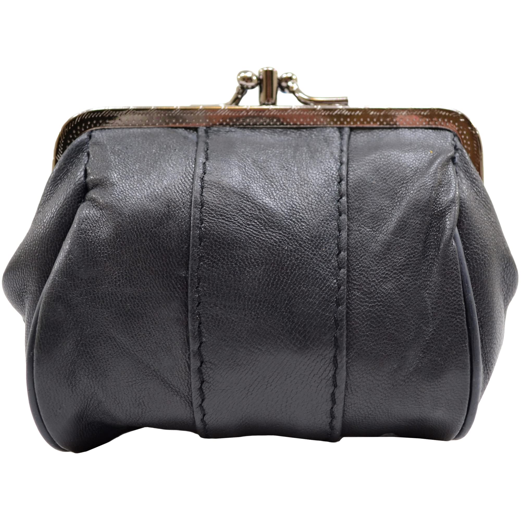 Ladies/Womens Soft Nappa Leather Double Clip Frame purse/Coin Holder