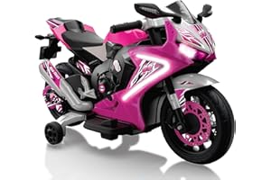 Kid Trax 6V Glow Electric Toddler Kids Motorcycle - Toddler Bike, Indoor/Outdoor Toys, Durable, LED Headlights and Body Light, Realistc Sounds, Kids Ride On Toys, Max Weight 65lbs, Ages 3-6, Pink