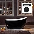 WOODBRIDGE 54" Acrylic Freestanding Bathtub Contemporary Soaking Black Tub with Matte Black Overflow and Drain，BTA1807-MB