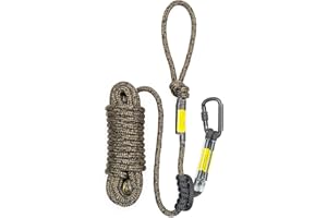 SENFU Hunting Safety Line Rope 30ft with Prusik Knot and Single Carabiner for Hunter Climbing Tree Stand Hanging Ladder Stand
