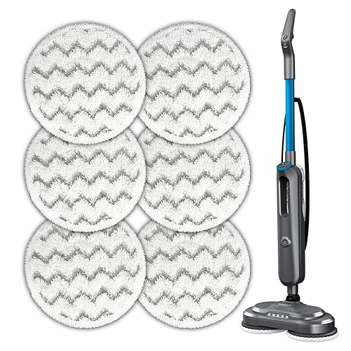(6 Pack) 3897A Replacement Mop Pads for Bissell SpinWave SmartSteam Scrubbing Steam Mop 3897A 3712C 3712W, Spinning Scrubbing Mop Pads, Heavy Duty Scrubby Mop Pad, Wave Pattern Pads