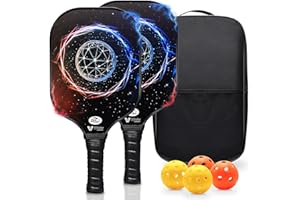 Vitoler Pickleball Paddles - USAPA Approved Pickleball Set of 2, Lightweight Fiberglass Surface Pickleball Rackets, 4 Balls and 1 Pickleball Bag, Pickle Ball Set Gifts for All Ages and Levels