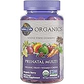 Garden of Life Organics Prenatal Gummies Multivitamin with Vitamin D3, B6, B12, C & Folate for Healthy Fetal Development – Organic, Non-GMO, Gluten-Free, Vegan, Berry Flavor, 30 Day Supply