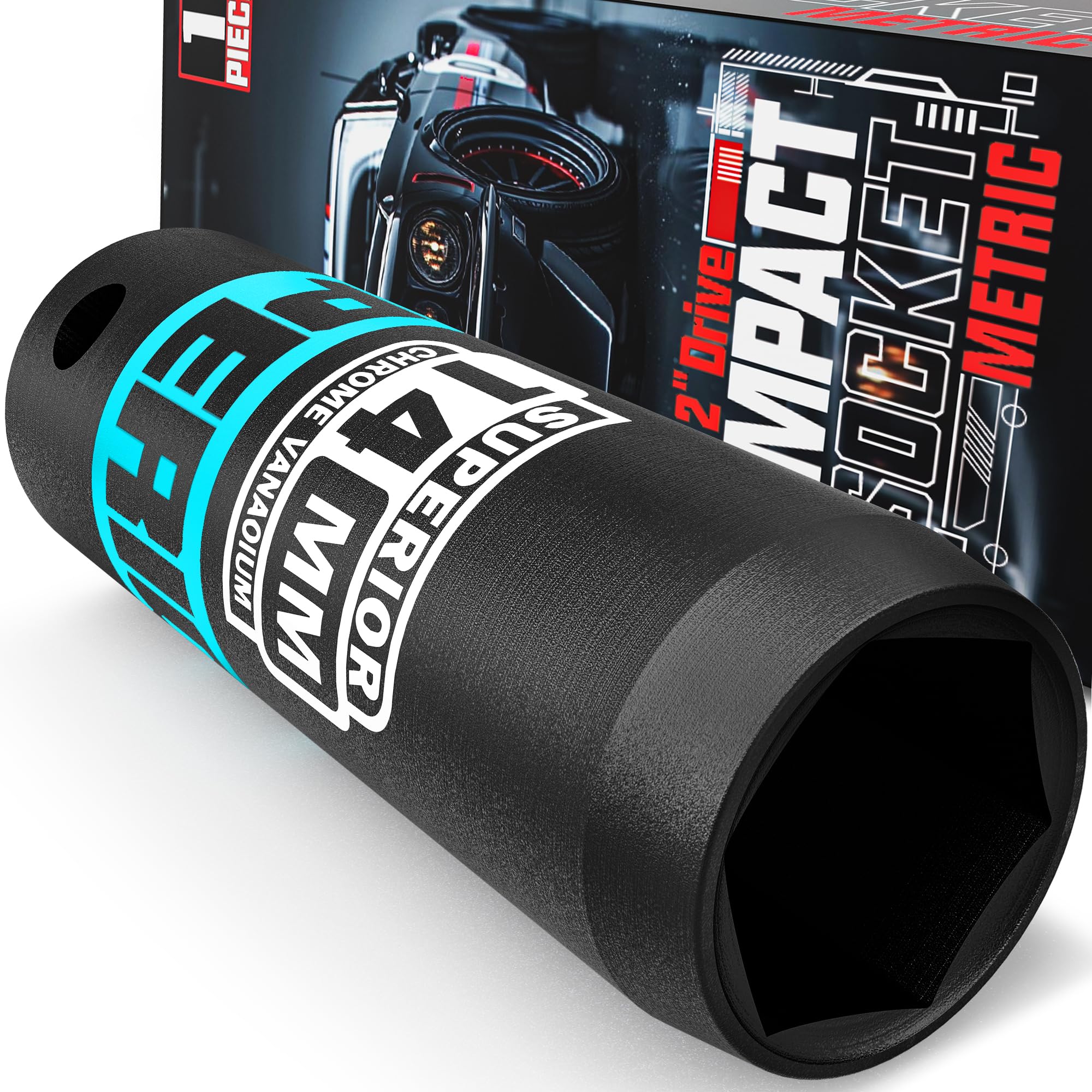 KIRXST 1/2" Drive 14mm Deep Impact Socket, 6 Point CR-V Deep Socket, 78mm Length, Auto Trucks Car Tires Repairing DIY Mechanic Tool