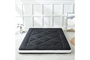 Heimorn Japanese Floor Mattress Futon Mattress, Thicken Sleeping Mattress Foldable & Portable Roll up Camping Mattress, Black Twin