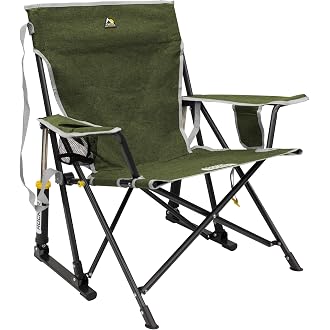 GCI Outdoor Comfort Pro Rocker Camping Chair | Portable Folding Rocking Chair with Durable Armrests & Drink Holder — Blush - View 5