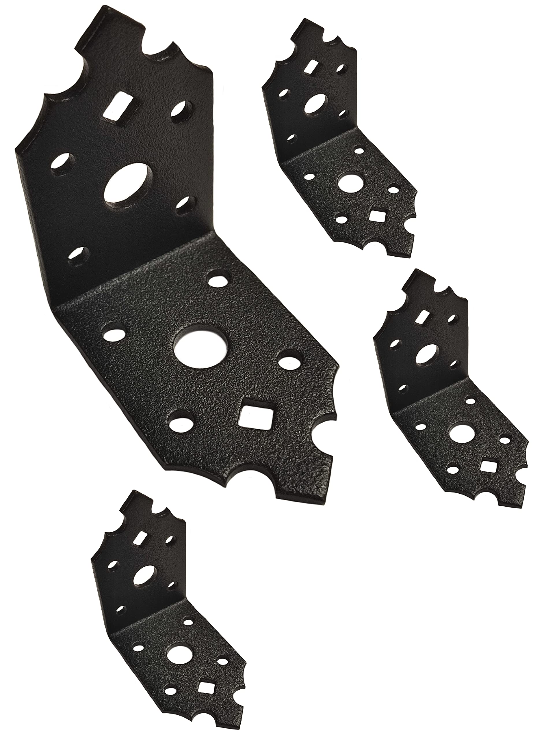Black Right Angle Brackets 90 Degree Decorative Metal Corner Brace Joint Heavy Duty Powder Coated Ornamental L Shaped Repair Steel Sheet 2.5"x 2.5"x 1.5"x 0,1" (65 x 65 x 40 x 2.5mm) Pack of 4pcs