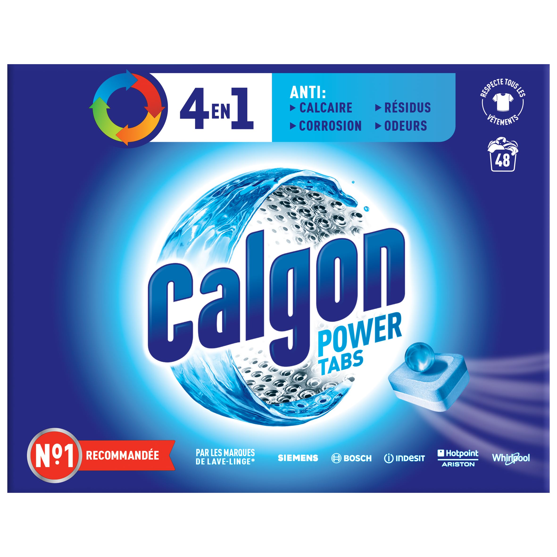 Calgon Anti-Limescale 4 in 1 Tablet, Protects and Keeps Your Washing Machine Clean - Pack of 48 Tablets