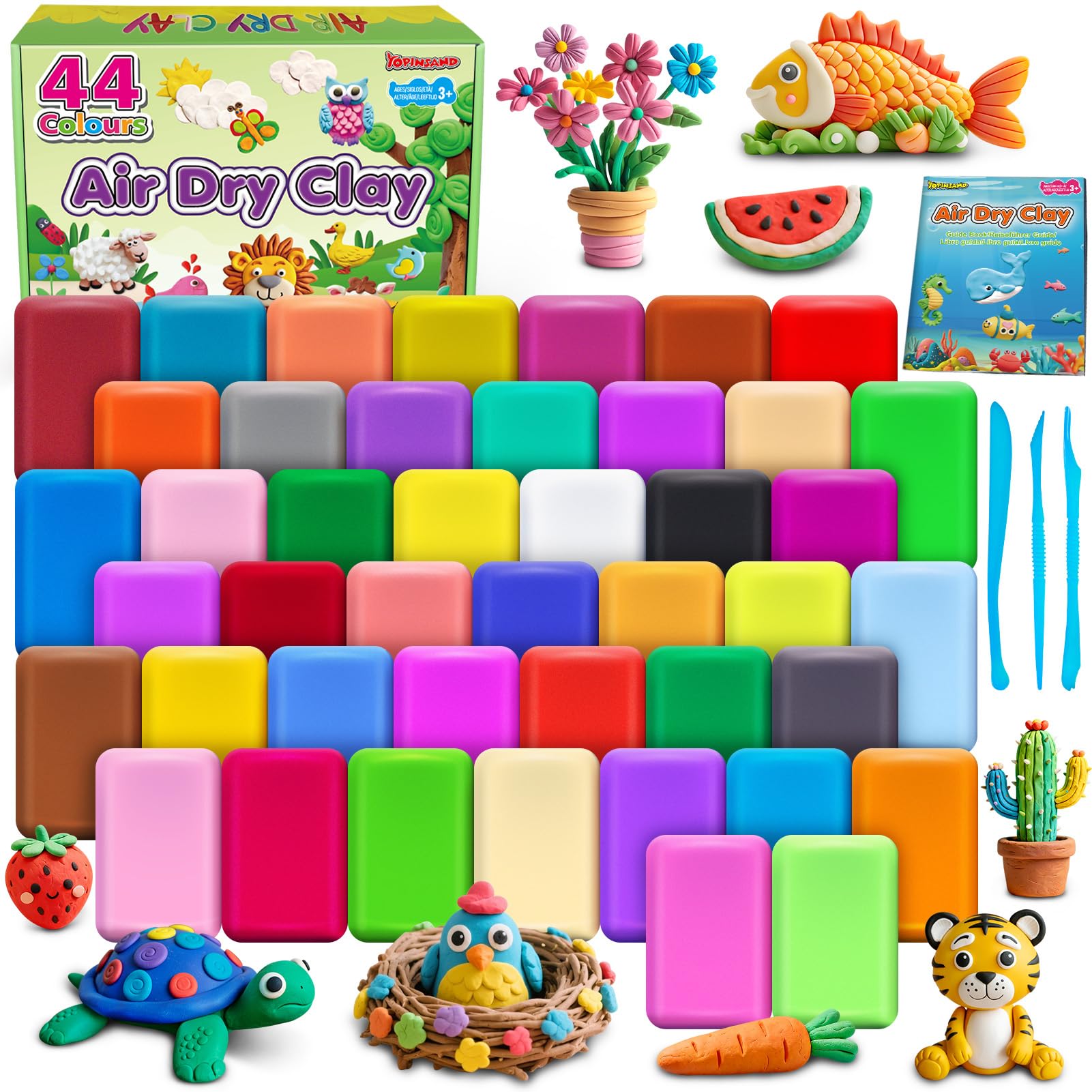 Air Dry Clay 44 Colors, Modeling Clay for Kids, DIY Molding Magic Clay, Gift for Kids