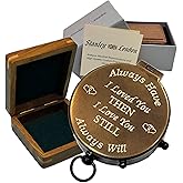 Personalized Antique Brass Pocket Compass with Custom Engraving – Engraved Compass Gift for Graduation, Father’s Day, Anniversary, Travel, or Family Heirloom – Optional Hardwood Box