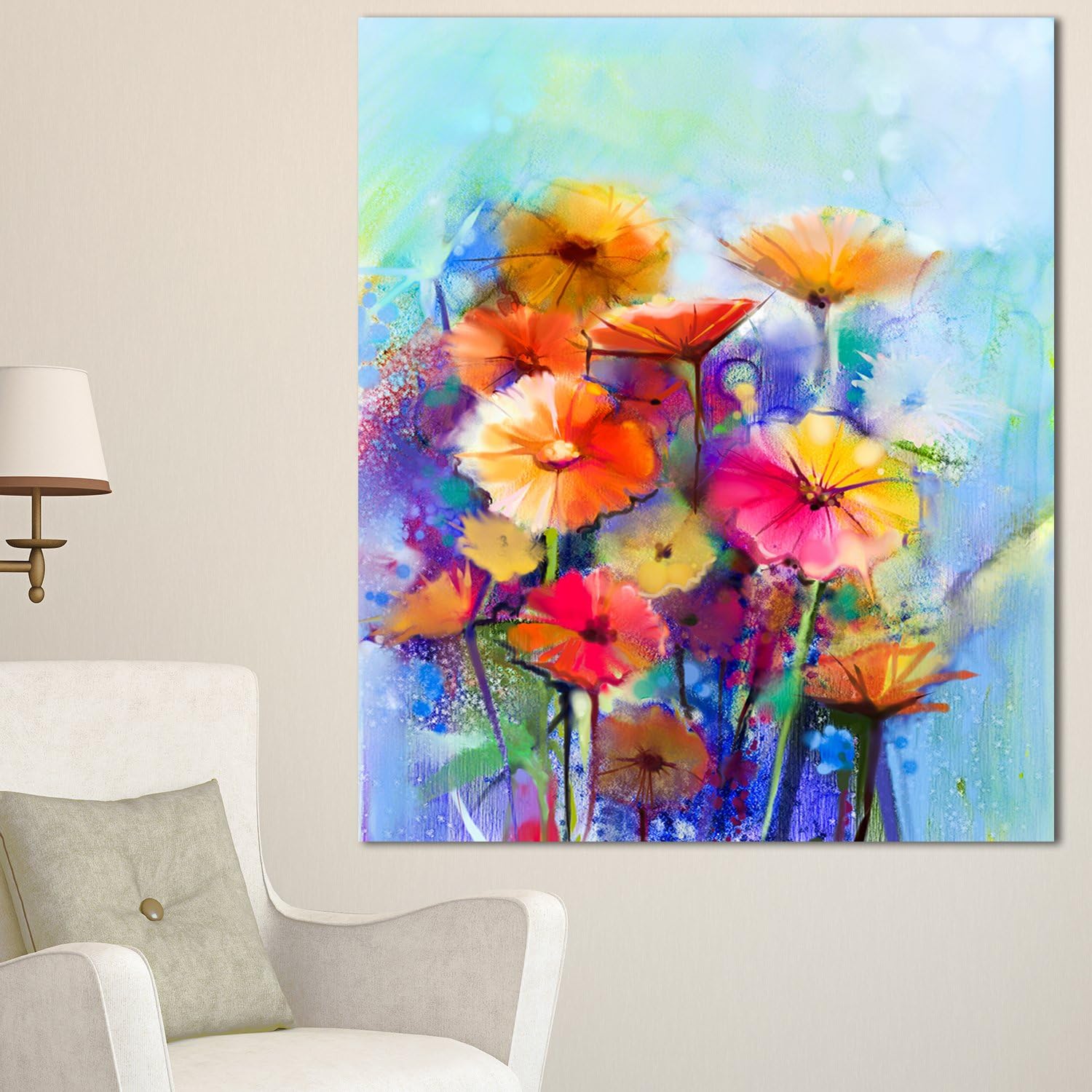 Designart Abstract Floral Watercolor Painting Wall Art