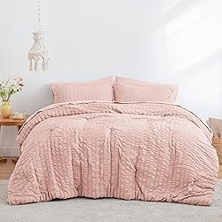 Love's cabin Seersucker Pink Twin Comforter Set 5