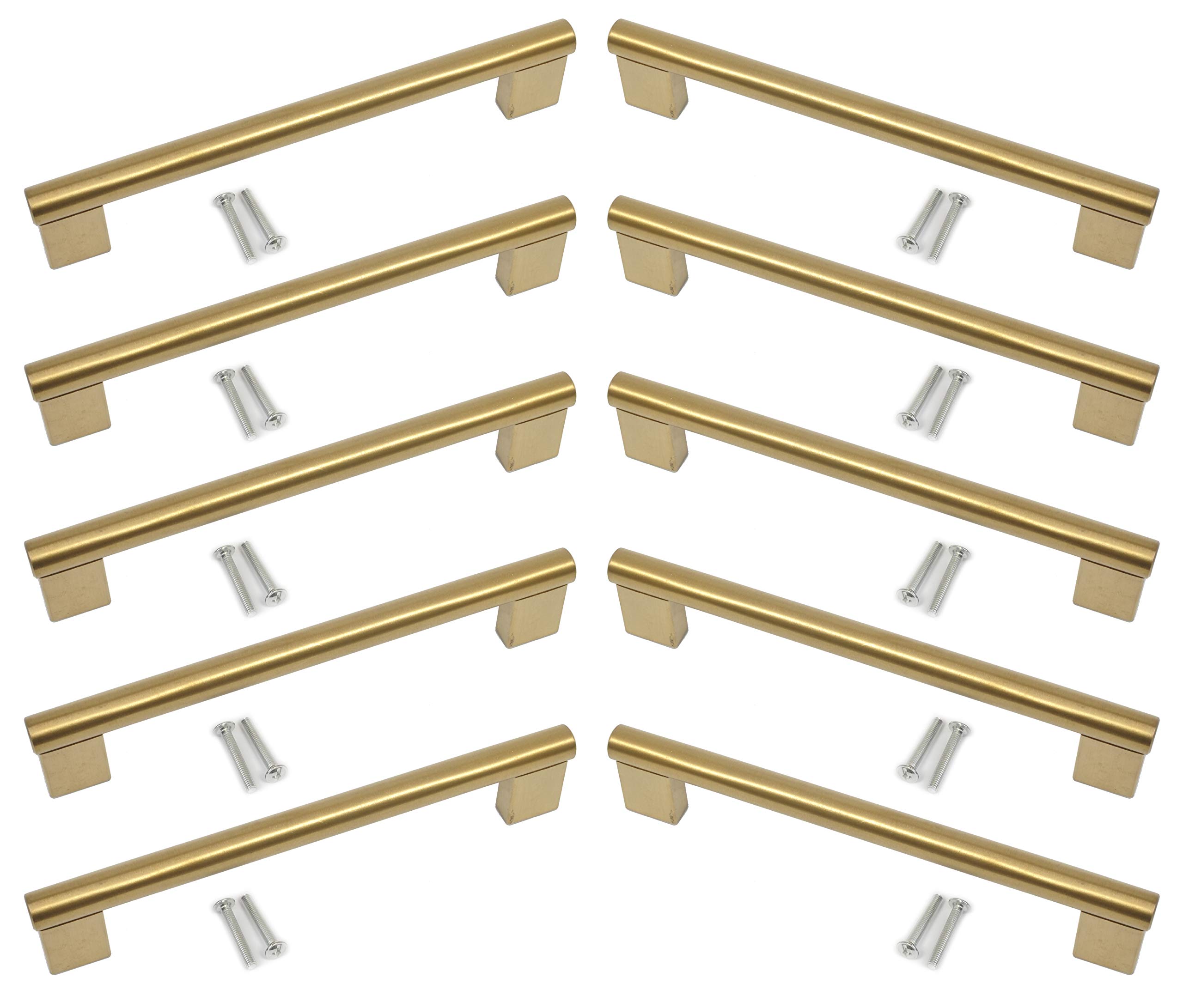 BSM Marketing Kitchen Cupboard Cabinet Keyhole Boss Bar Door Handle Knob Gold Finish (10, 192mm Hole Centres)