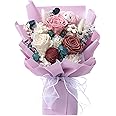 Preserved Flower Bouquet 3-Piece Real Eternal Roses with Bear Gift Box for Wife Mother Valentines Day Mothers Day Anniversary