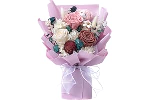 Polylove Forever Flower Bouquet Flowers for Delivery Prime Preserved Roses with Bear Gift Box for Wife Women Mother Day Anniversary Birthday (Purple)