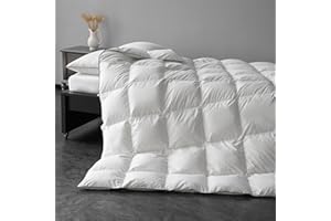 MAXICOZY 850 Fill Power Hungarian Goose Down Comforter King Size, White Goose Down Comforter Fluffy Duvet Insert King Size, All Season Ultra-Soft Hotel Quality Comforter, White, King 106”X 90”