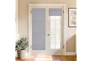 StangH Cordless 100% Blackout Linen Roman Shade, Magnetic Room Darkening Window Shade for Living Room Thermal Insulated Farmhouse Bedroom French Door Blind, Light Grey, W 26 x L 72, 1 Panel