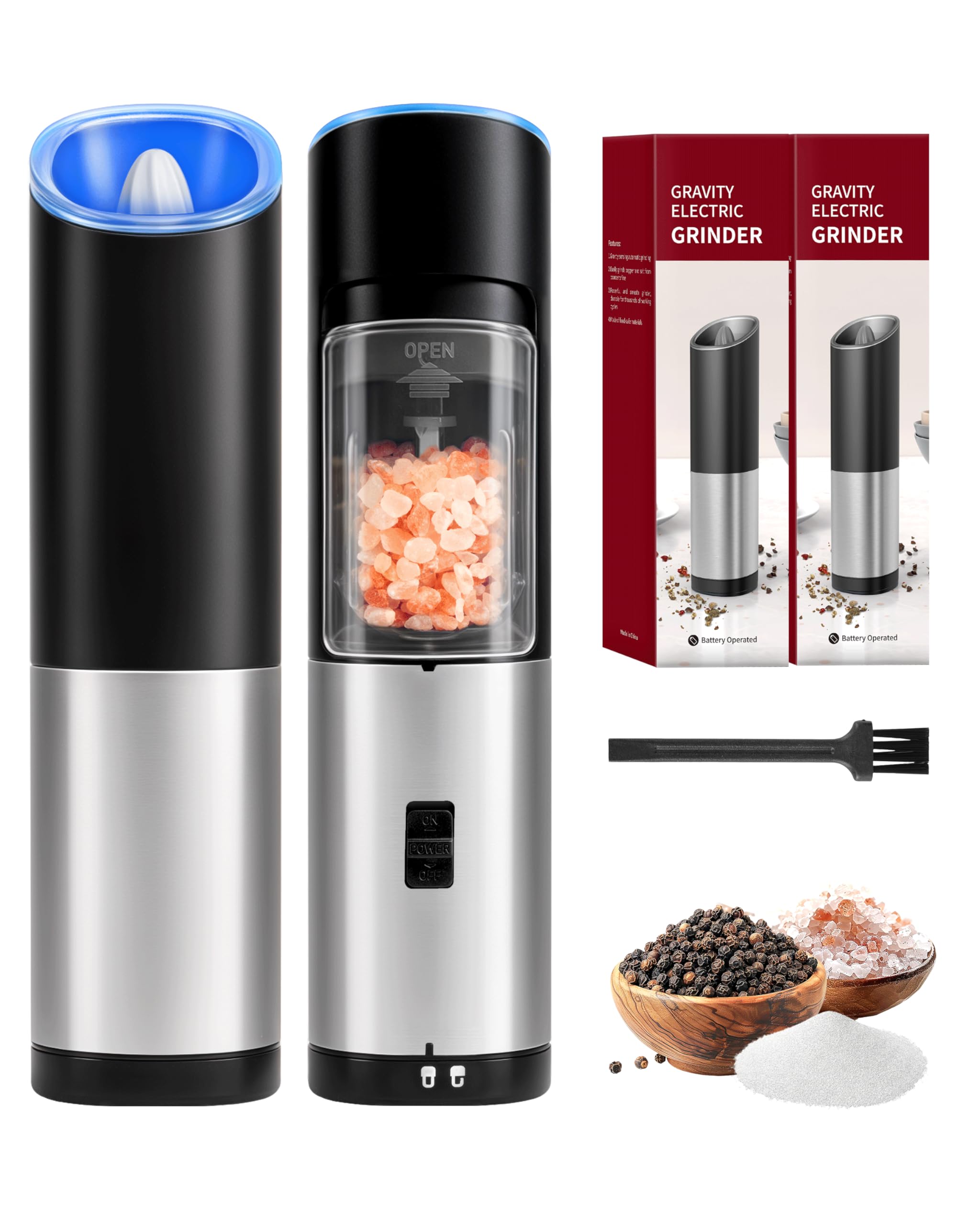 thumbnail image 2 of SOLO Gravity Electric Pepper And Salt Grinder Set – Automatic With Slicer – Plastic 2 of 5