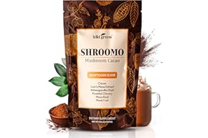 Shroomo Mushroom Coffee Alternative - Master Blend of Lion's Mane, Ashwagandha, Maca Root, Roasted Chicory, Monk Fruit For Mental Clarity, Energy, Focus - Cacao Hot Chocolate Drink 8 oz by KIKI Green