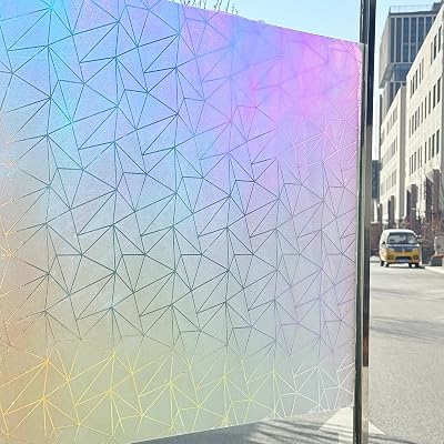 Beautysaid Stained Glass Window Film Rainbow Privacy Frosted 200cm