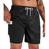 APTRO Men's Swim Trunks with Compression Liner 5 Inch Bathing Suit Beach Swimsuits