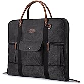 S-ZONE Carry on Garment Bag for Business Travel Canvas Leather Men Suit Cover