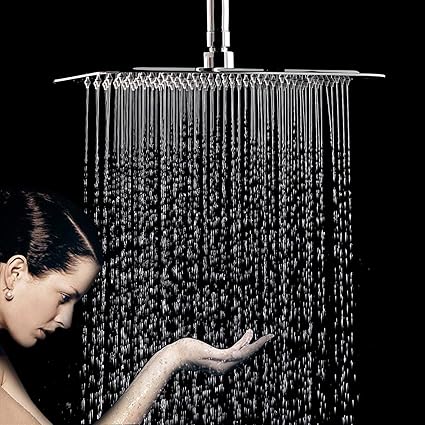 Fusenying 12 Inch Large Square Rain Showerhead Stainless Steel
