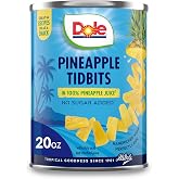 Dole Pineapple Tidbits, 20 Oz | Canned Fruit, in 100% Pineapple Juice, Gluten Free, Pantry Staples
