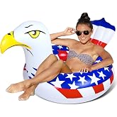 Bheddi American Inflatable Eagle Pool Tube - Inflatable Pool Ring with Fast Valves - Suitable for Beach Swimming Pool Party Lounge Raft(White)